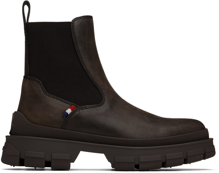 Photo: Moncler Brown Hevea Chelsea Boots