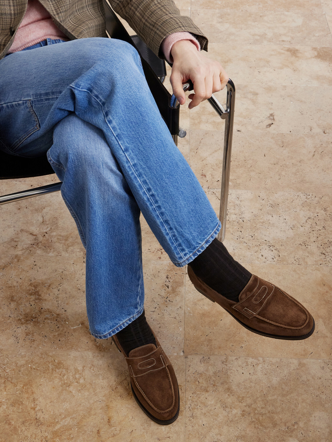 John Lobb - Lopez Suede Penny Loafers - Brown