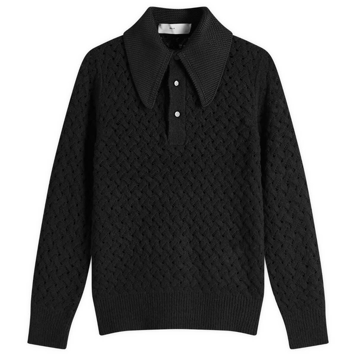 Photo: TOGA ARCHIVES Women's TOGA Lace Knit Polo Shirt in Black