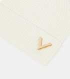 Valentino Ribbed-knit embellished cashmere beanie