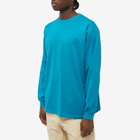 Auralee Men's Long Sleeve Luster Plaiting T-Shirt in Teal Green