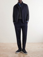 Zegna - Tapered Pleated Wool-Canvas Trousers - Blue
