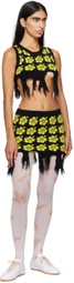 Ashley Williams Black & Yellow Ganguro Floral Tank Top