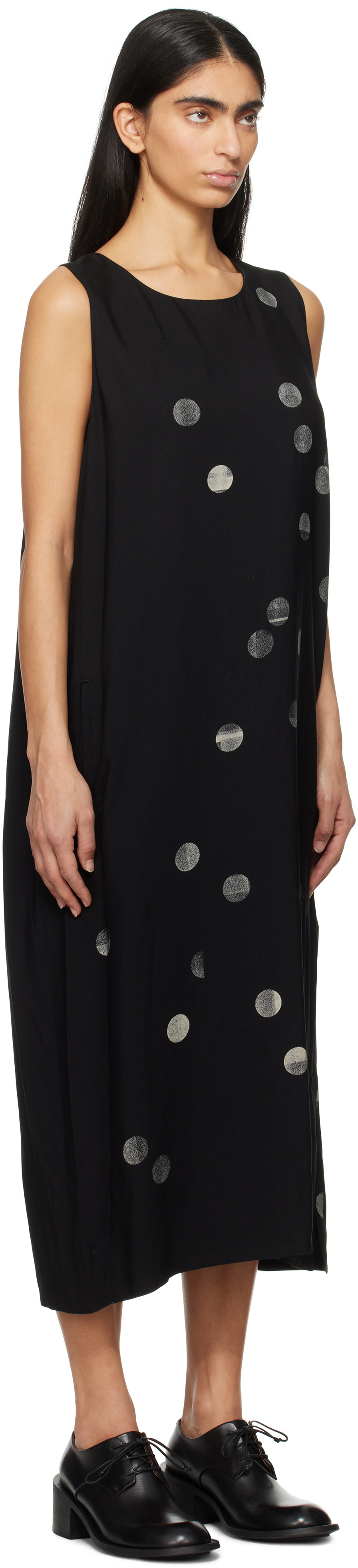 Y's Black Sleeve Less Midi Dress