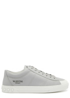 Valentino City Planet Leather Sneakers Grey