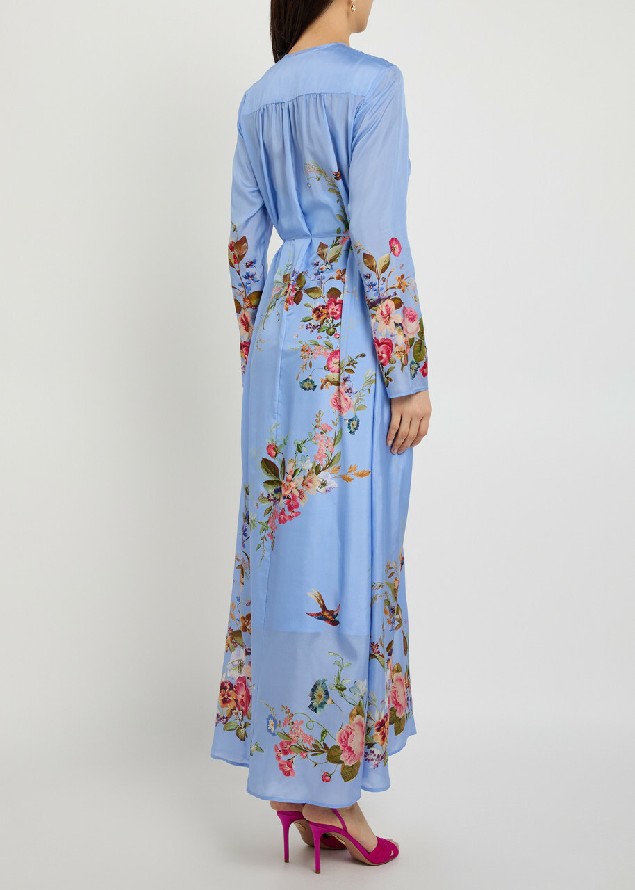 Zimmermann Patience Floral-print Silk Maxi Dress Blue