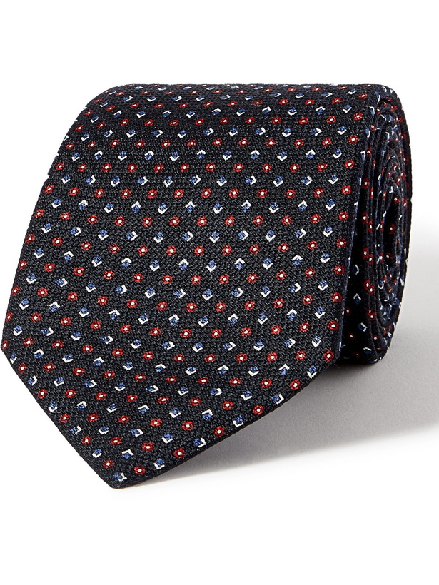 Photo: BRIONI - 8.5cm Printed Silk-Twill Tie - Blue