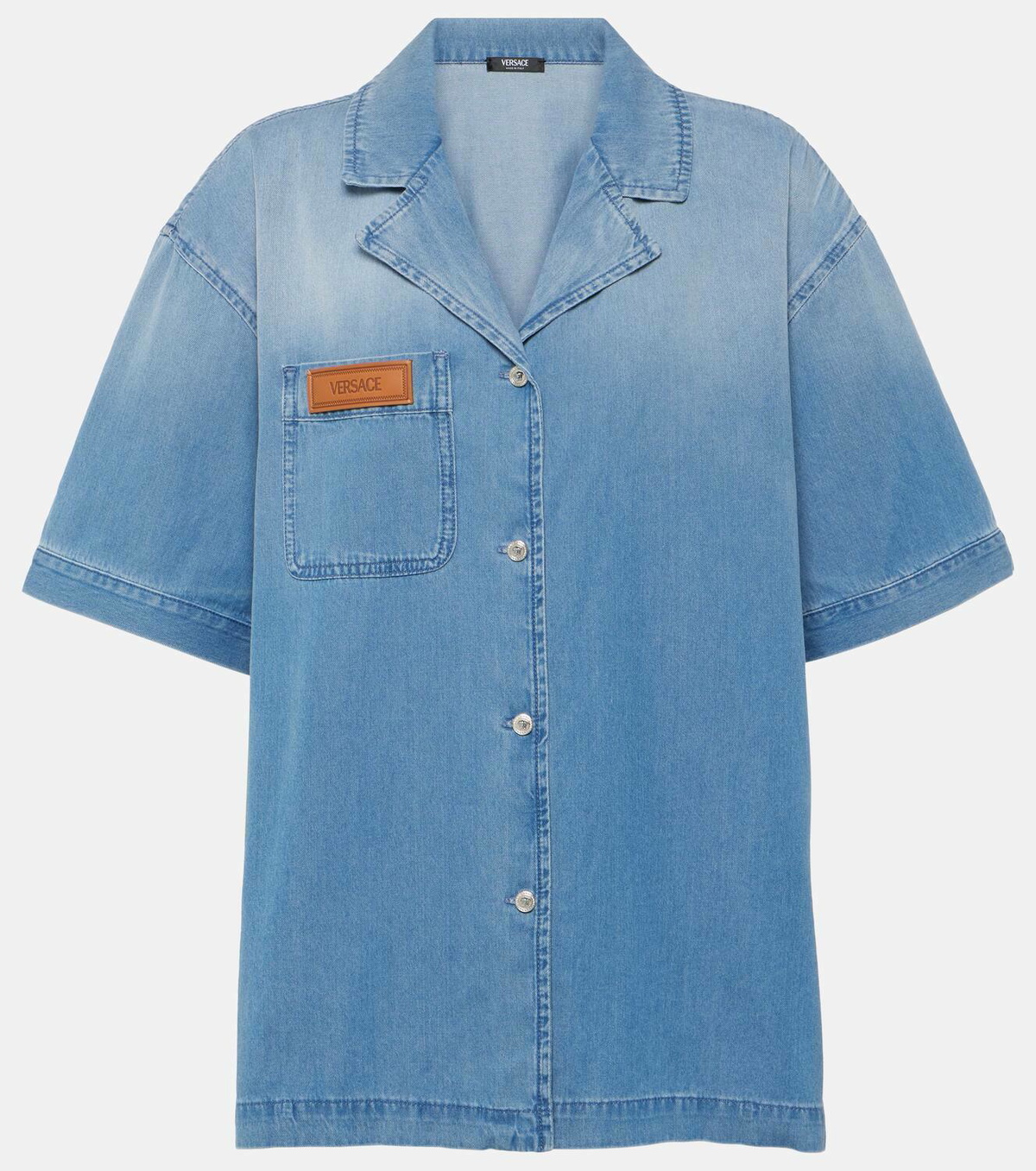 Versace Logo denim bowling shirt