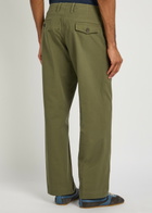 Drake's Herringbone Wide-leg Chino Trousers Khaki