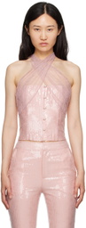 KIM SHUI Pink Pailette Tank Top