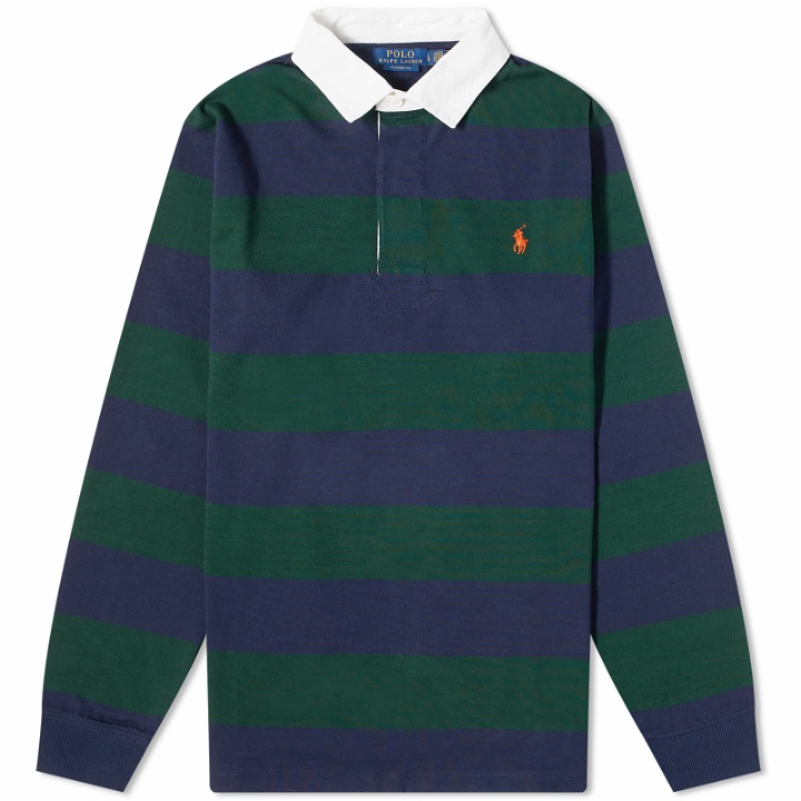 Photo: Polo Ralph Lauren Men's Stripe Rugby Shirt in Cruise Navy/College Green
