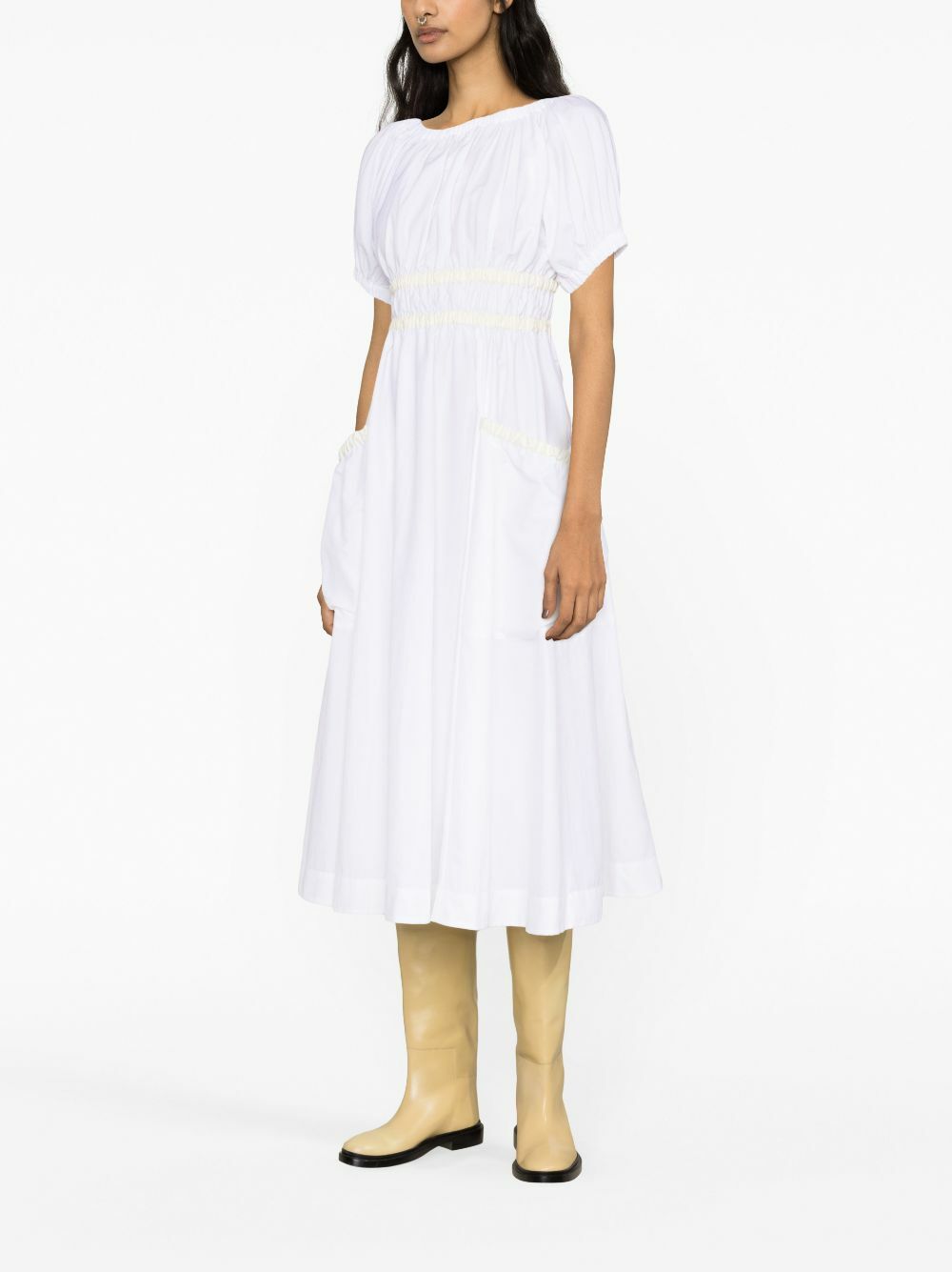 Molly Goddard White Mags Taffeta Midi Dress