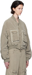 Blumarine Gray Cargo Pocket Bomber Jacket