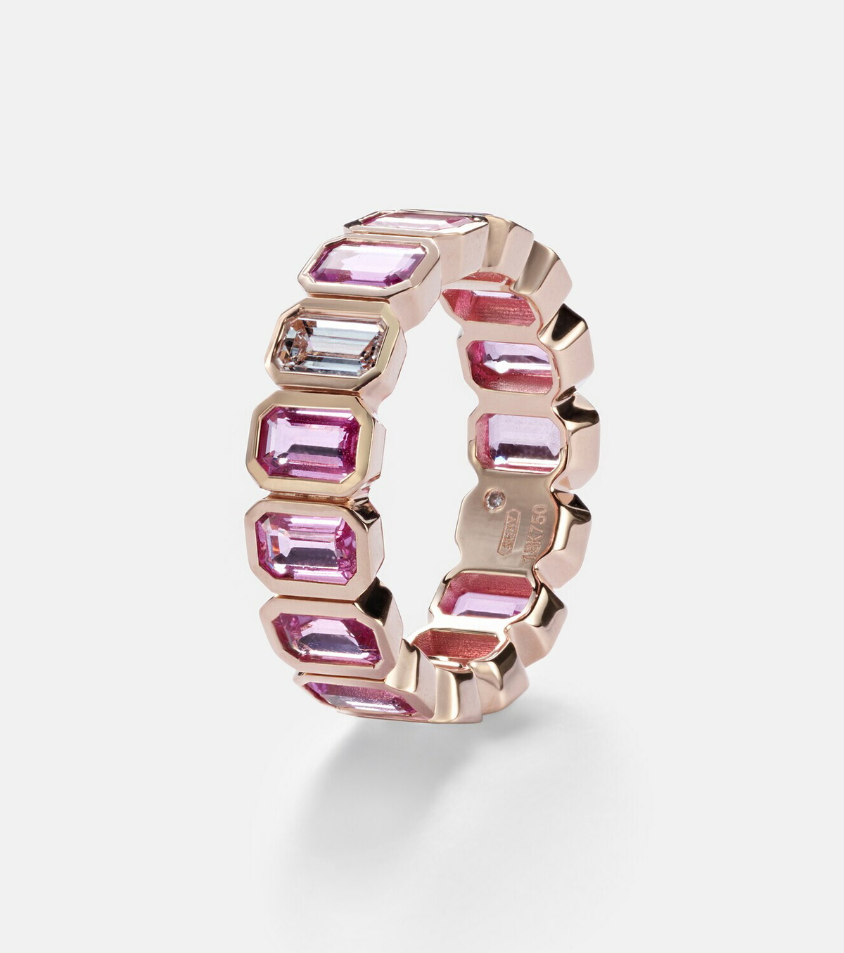 Shay Jewelry 18kt rose gold ring with pink sapphires and diamond