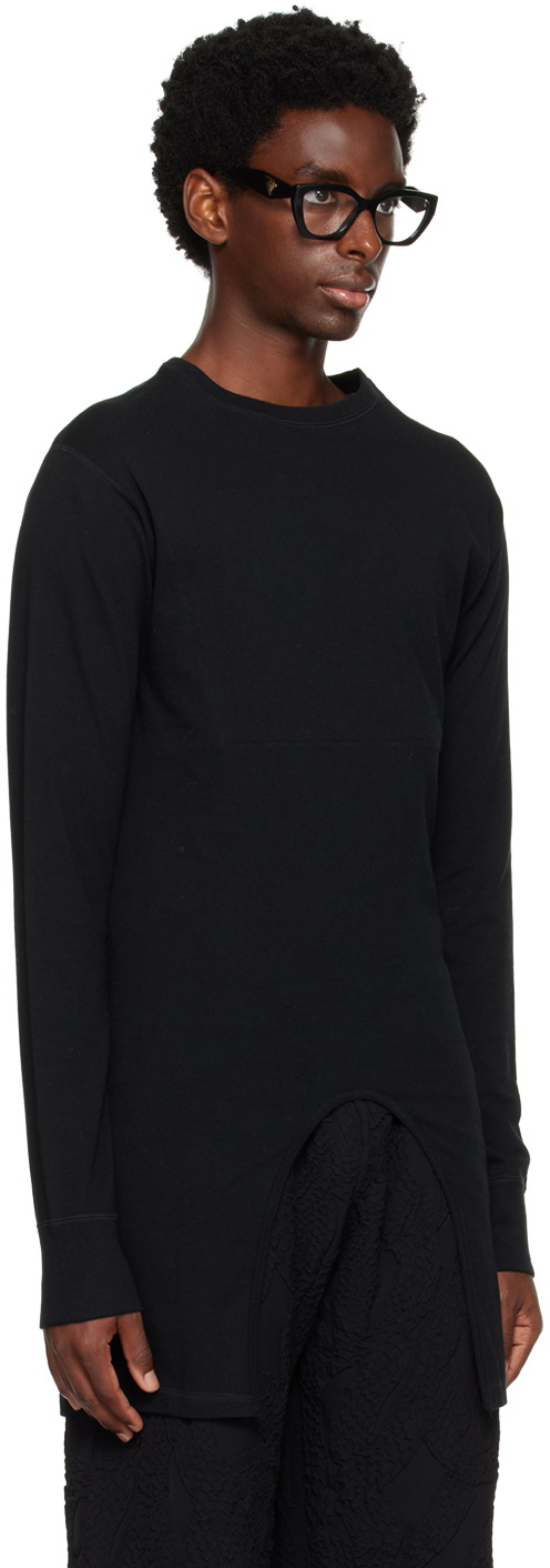 KOZABURO Black Henry Long Sleeve T-Shirt Kozaburo