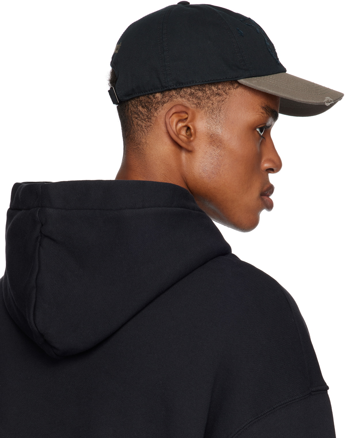 Palm Angels Black & Taupe Ripped Monogram Cap Palm Angels