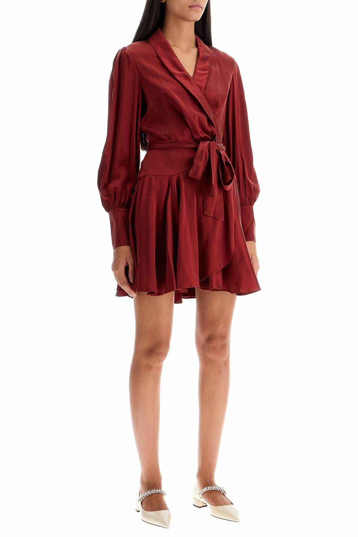 ZIMMERMANN silk wrap mini dress with nine words Red Zimmermann