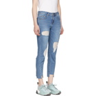 SJYP Blue Unbalanced Hem Straight-Leg Jeans