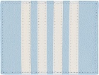 Thom Browne Blue Pebble Grain Leather 4-Bar Single Card Holder