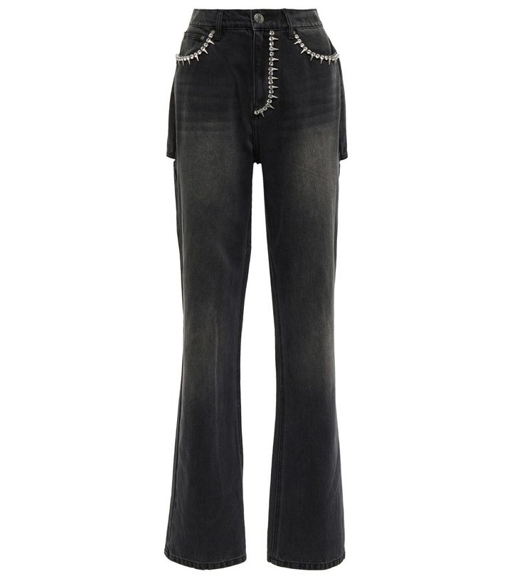 Photo: Area - Embellished cutout high-rise jeans