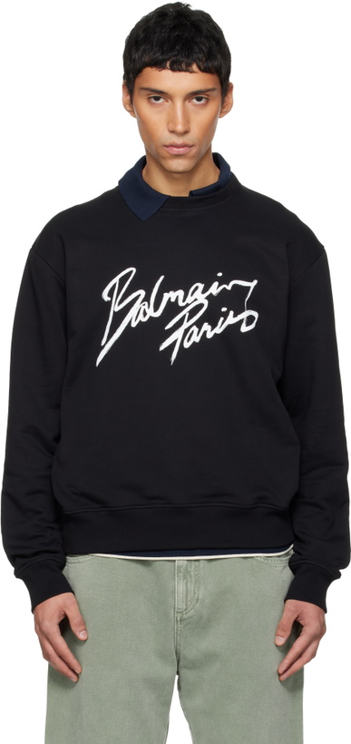 Photo: Balmain Black 'Balmain Paris' Sweatshirt