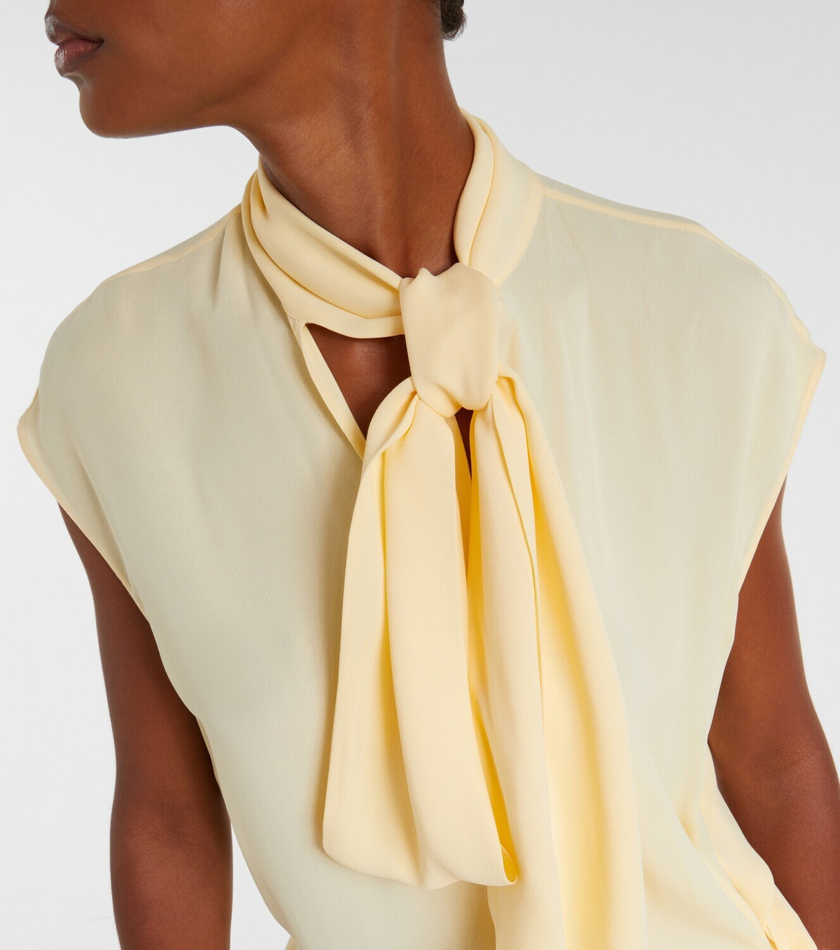 Plan C Asymmetric tie-neck blouse