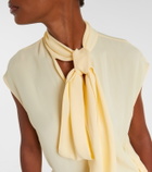 Plan C Asymmetric tie-neck blouse