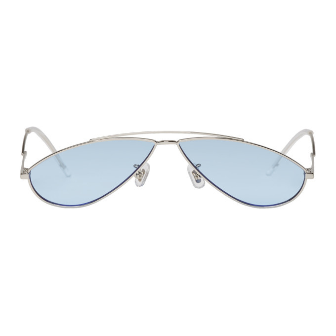 Gentle Monster Luxury Unisex Aviator Sunglasses Oversized Silver w/Blue Lens NWT Gentle Monster Silver Mirror Aviator Sunglasses – I MISS YOU  main image 2