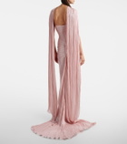 Marmar Halim Pleated taffeta bustier gown and scarf set
