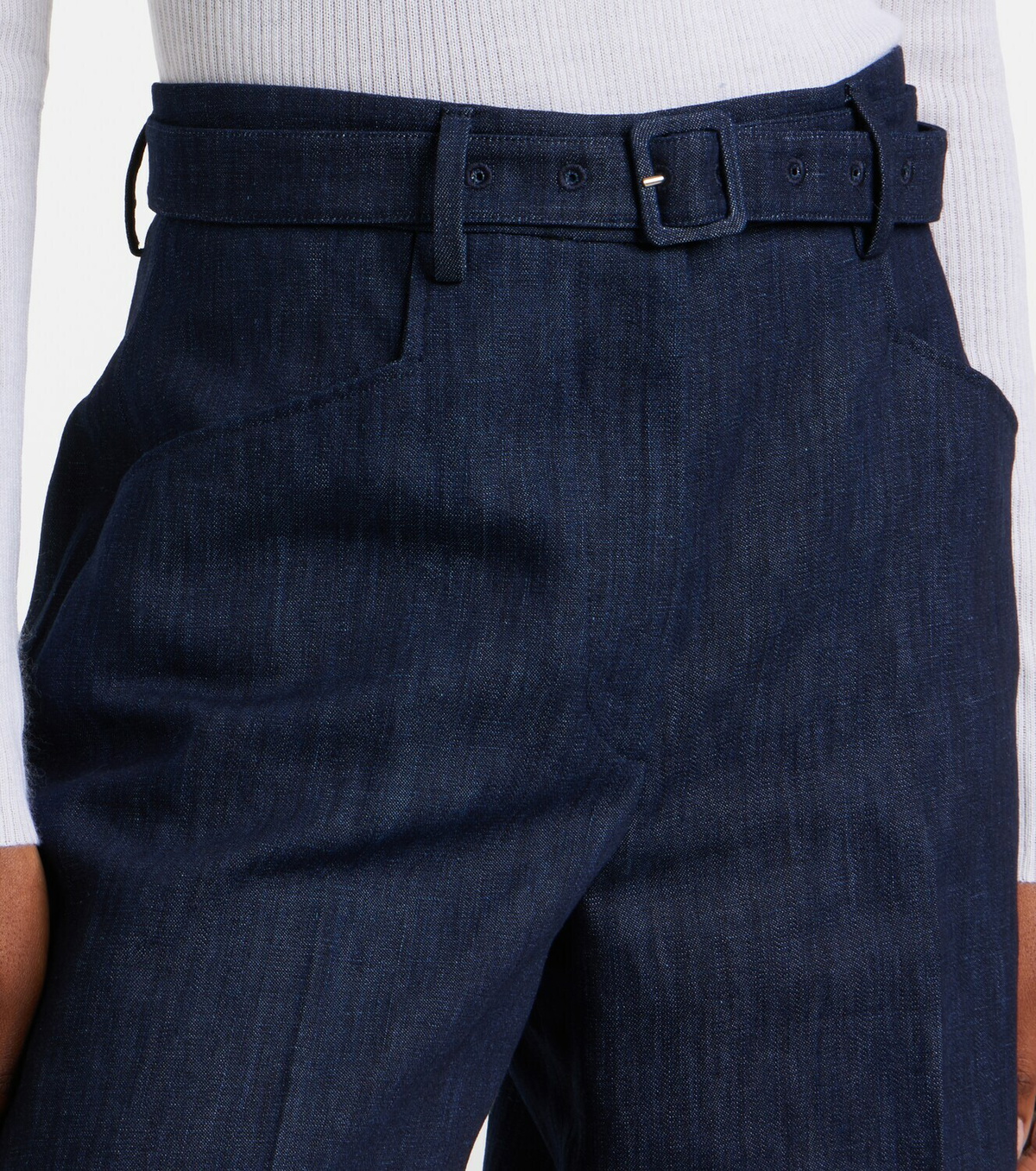 Gabriela Hearst Norman belted denim wide-leg pants
