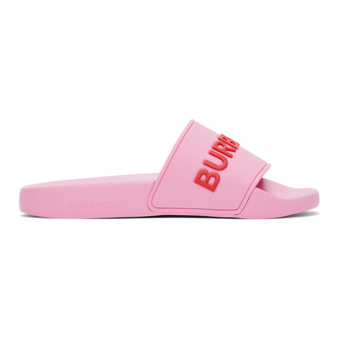 【Burberry】Dive Sandals - Burberry - Synthetic - Pink Burberry Pink Check Slides Burberry