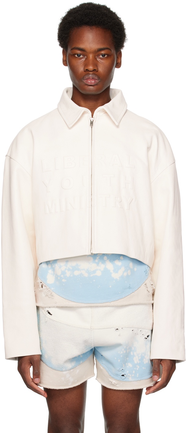Liberal Youth Ministry White Embossed Leather Jacket Liberal Youth Ministry