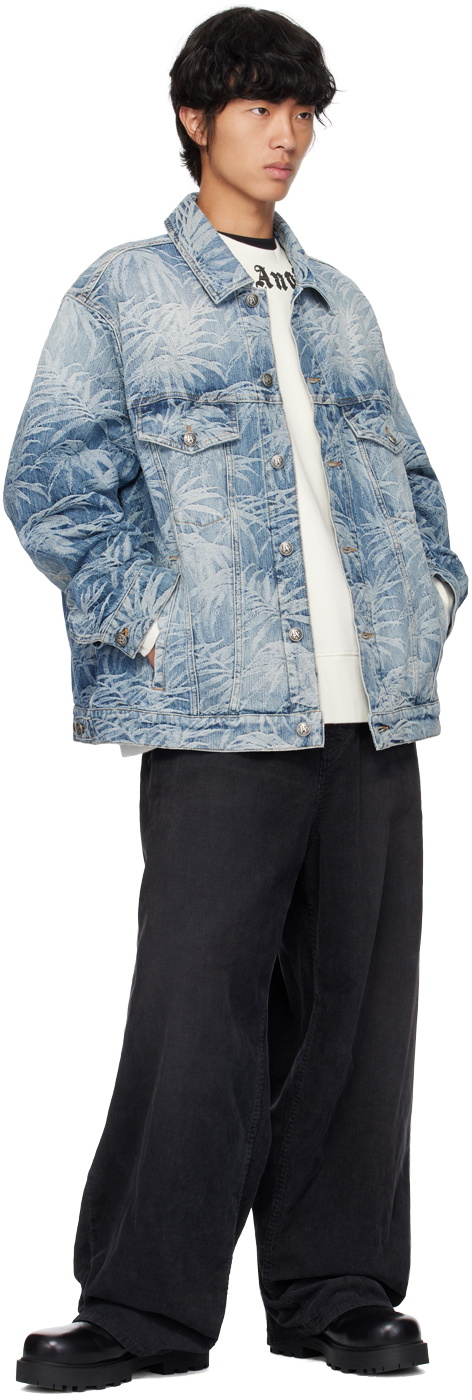 Palm Angels Blue Palms Wash Denim Jacket