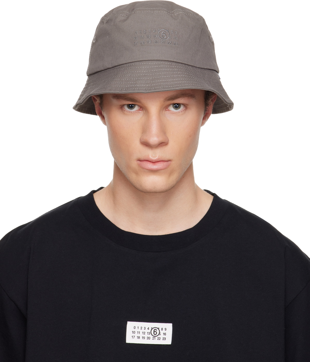 MM6 Maison Margiela Gray Cotton Canvas Bucket Hat