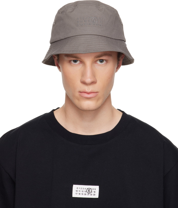 Photo: MM6 Maison Margiela Gray Cotton Canvas Bucket Hat