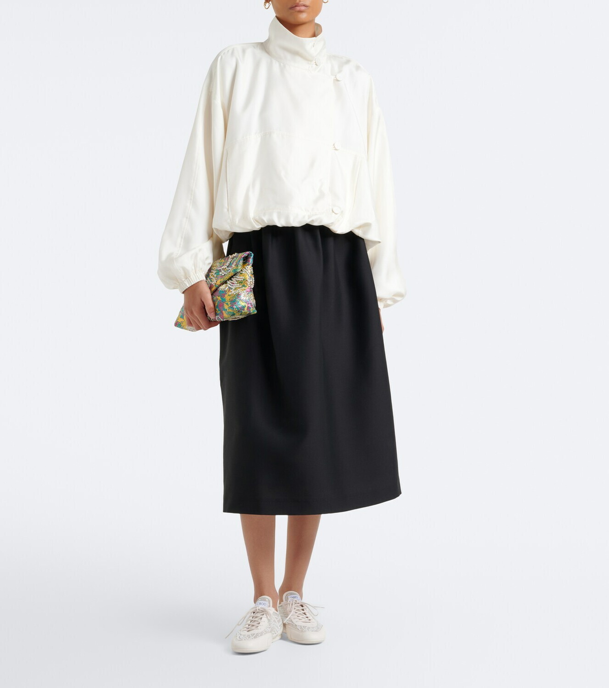 Jimmy Choo Sunny suede-trimmed embellished sneakers