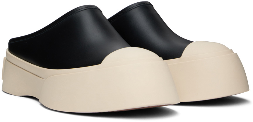 Marni Black Leather Pablo Sabot Slippers