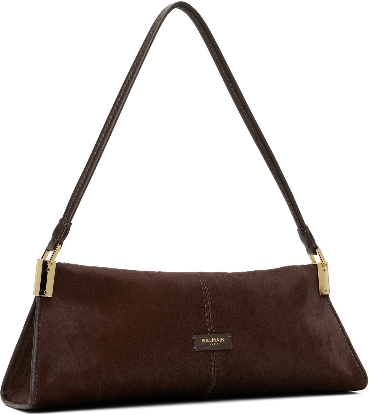 BALMAIN Brown 64-83 Small Pony-Effect Leather Bag