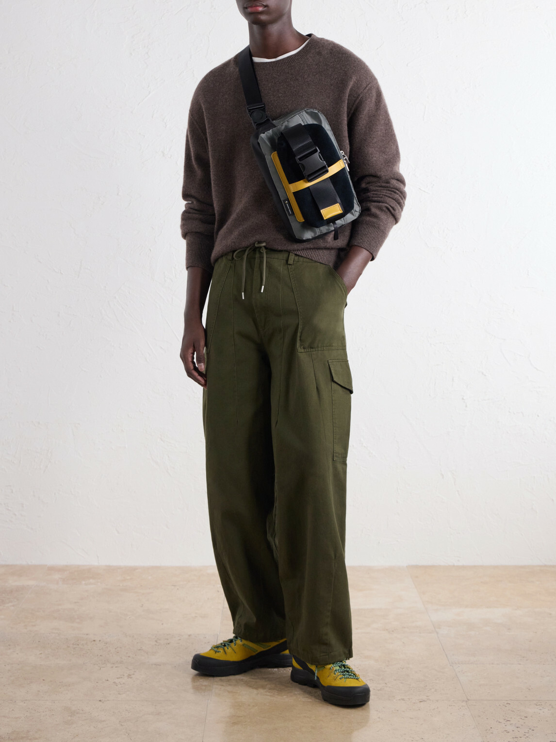 Master-Piece - Sling Suede and Leather-Trimmed Nylon-Twill Messenger Bag