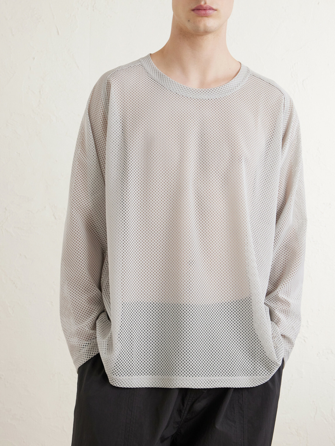 Needles - U-Neck Raschel Lace T-Shirt - Gray