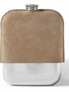 Brunello Cucinelli - Full-Grain Suede and Silver-Tone Hip Flask