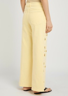 Good American Embroidered Wide-leg Denim Jeans Yellow