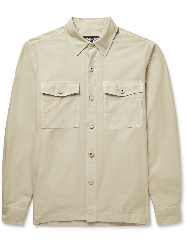 Photo: TOM FORD - Garment-Dyed Cotton-Twill Shirt Jacket - Neutrals