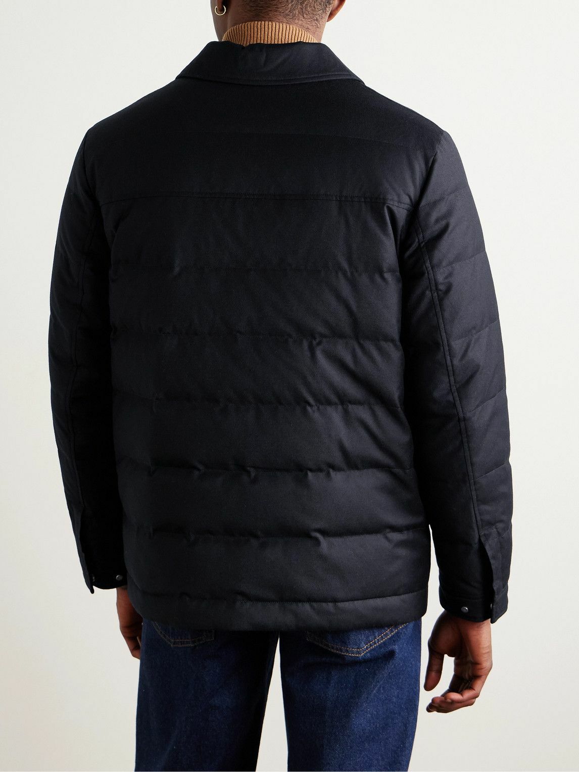 Yves Salomon - Quilted Green Storm System® Wool and Silk-Blend Twill Down Jacket - Blue