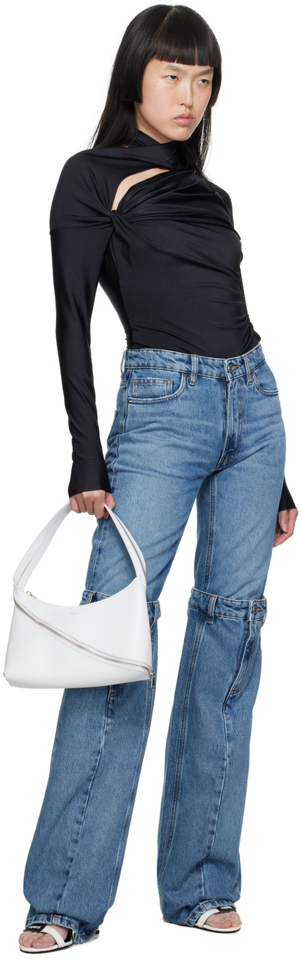 Coperni White Zip Baguette Bag