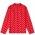 Balenciaga Men's All Over Logo Crew Knit in Red/White
