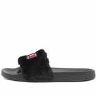 Tommy Jeans Women's Faux Fur Pool Slide in Black