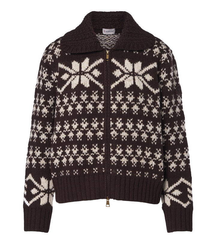 Photo: Moncler Fair Isle sequined wool-blend zip-up cardigan