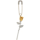Ambush Silver and Gold Rose Charm Safety Pin Single Earring
