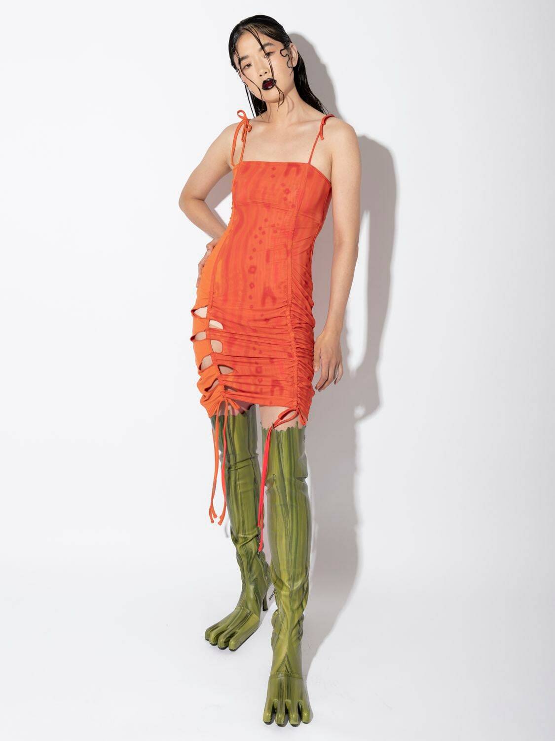 AVAVAV Cut Out Jersey & Mesh Mini Dress